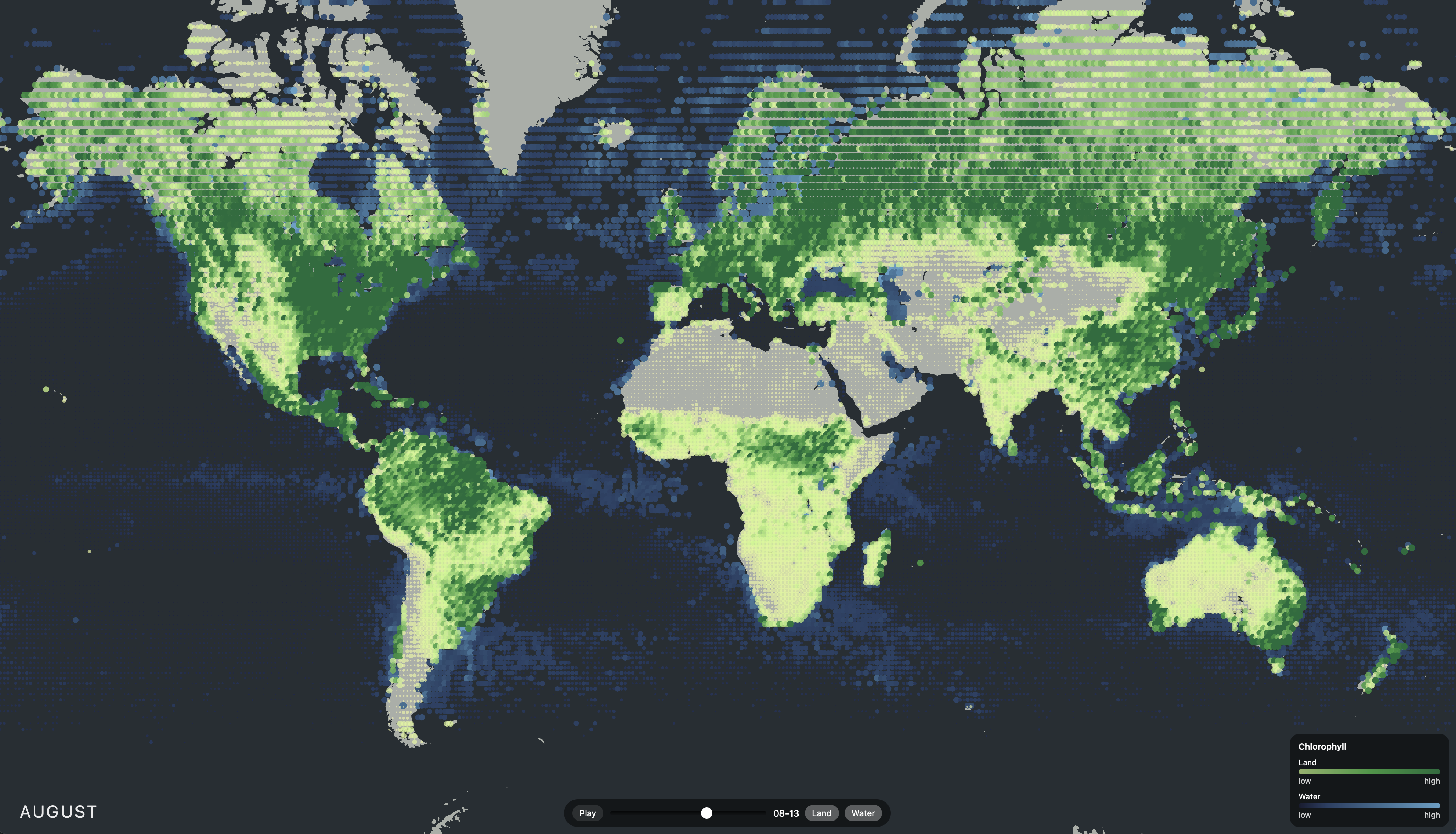 Global chlorophyll and vegetation over time